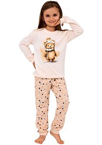 Bavlněné dívčí pyžamo Cornette Kids Sweet bear cream