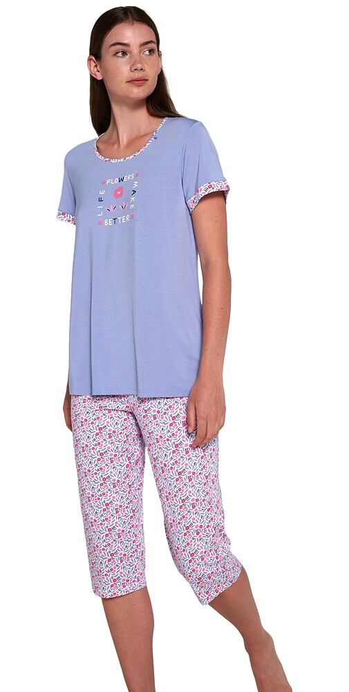 Květované dámské pyžamo Vamp s krátkými rukávy 20268