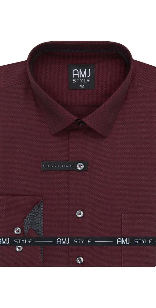 Společenská SlimFit košile pro muže AMJ VDSR 1428 bordo