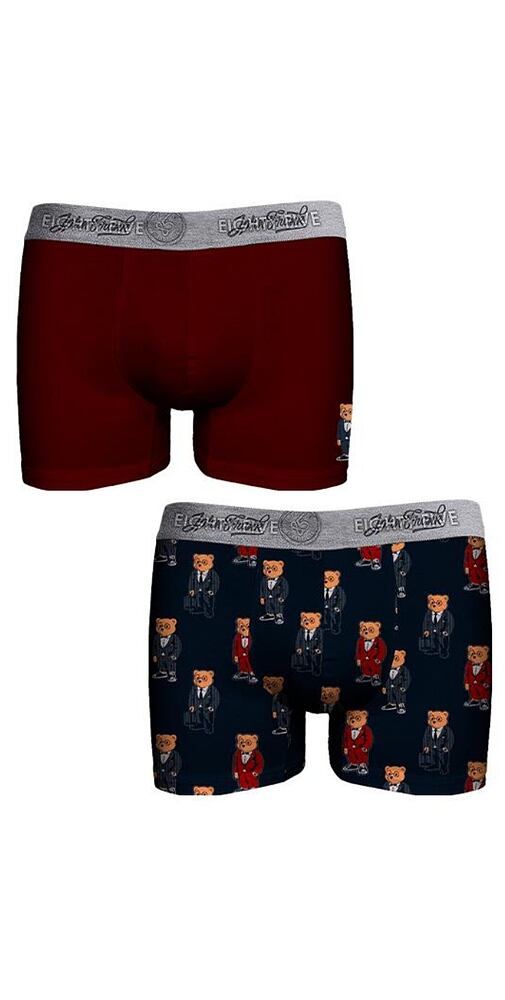 Pánské boxerky John Frank JF2BEF30 2 pack navy-bordo