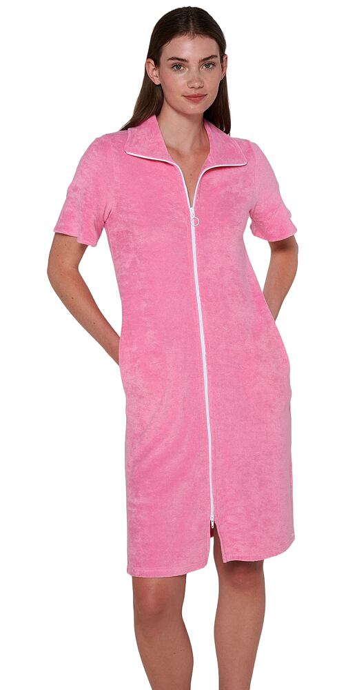 Jednoduché froté šaty Vamp s krátkými rukávy 20557 růžové
