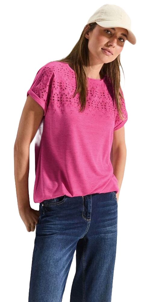 Dámské tričko Cecil s dekorativními dekoltem 321505 bloomy pink