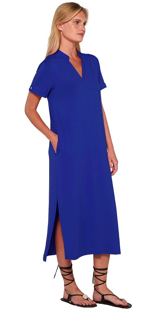 Dlouhé letní šaty Vamp s krátkými rukávy 20511 modré