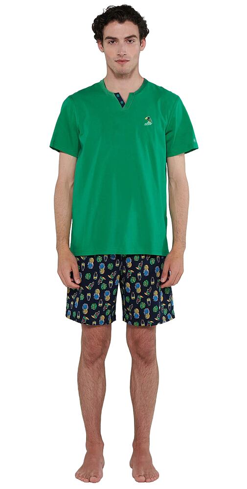Pohodlné pánské pyžamo s krátkými rukávy 20660 zelené