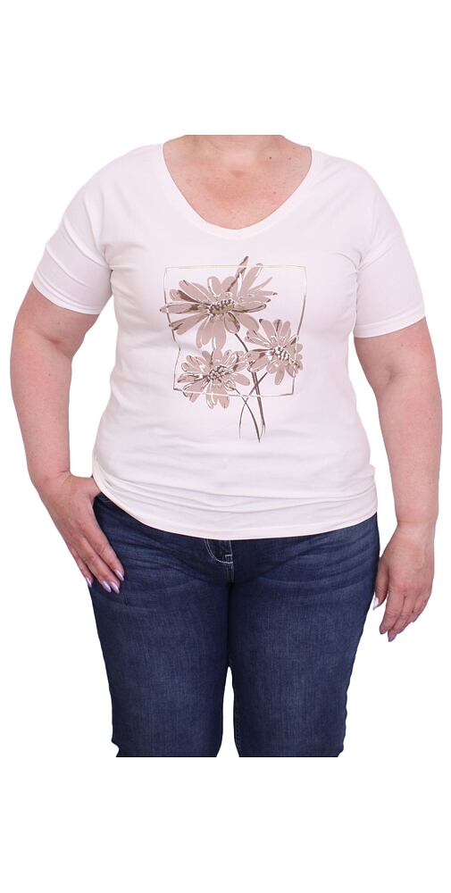 Bavlněné dámské tričko Megi s potiskem B0192 cream