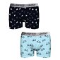 Bavlnené boxerky pre mužov John Frank JF2BEF32 navy - svetlo modré 2 pack